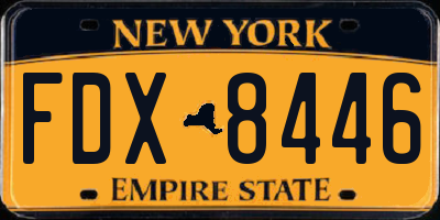 NY license plate FDX8446