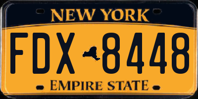 NY license plate FDX8448
