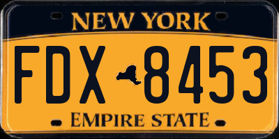 NY license plate FDX8453