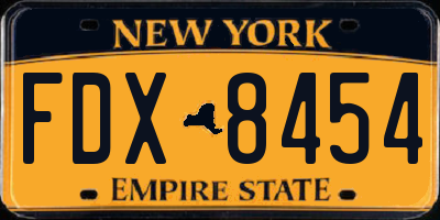 NY license plate FDX8454