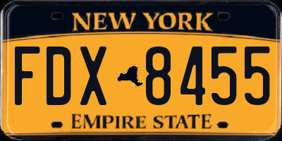 NY license plate FDX8455