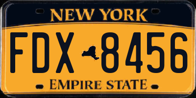 NY license plate FDX8456