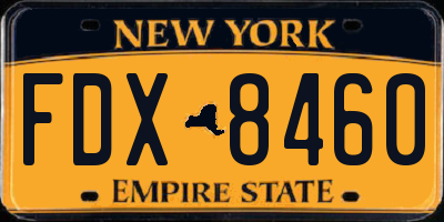 NY license plate FDX8460
