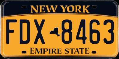 NY license plate FDX8463