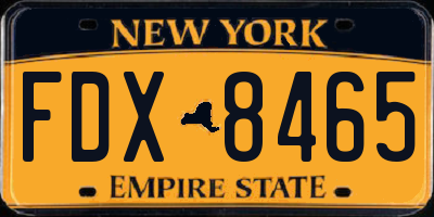 NY license plate FDX8465