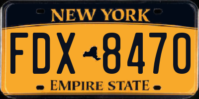 NY license plate FDX8470