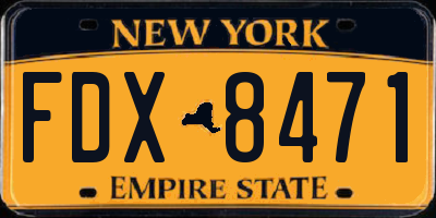 NY license plate FDX8471