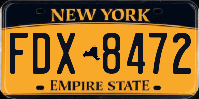 NY license plate FDX8472