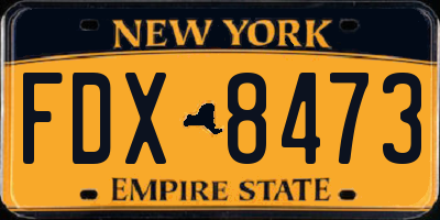 NY license plate FDX8473