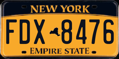 NY license plate FDX8476