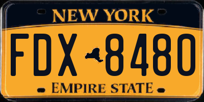 NY license plate FDX8480