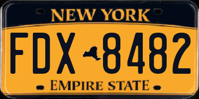 NY license plate FDX8482