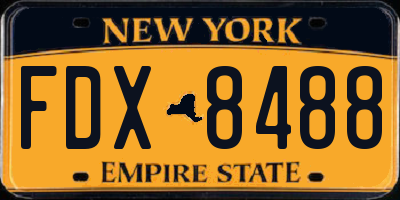 NY license plate FDX8488