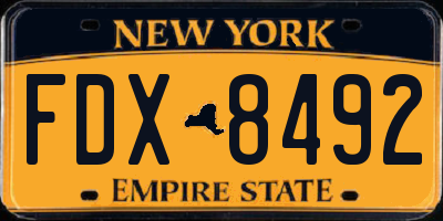 NY license plate FDX8492