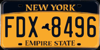 NY license plate FDX8496