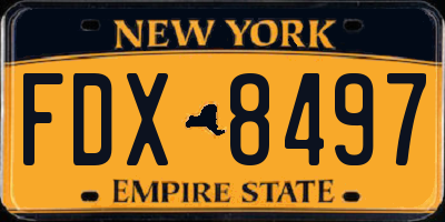 NY license plate FDX8497