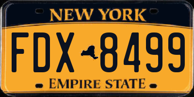 NY license plate FDX8499