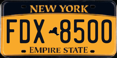 NY license plate FDX8500