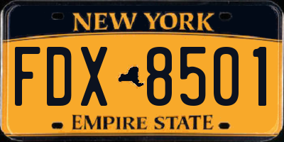 NY license plate FDX8501