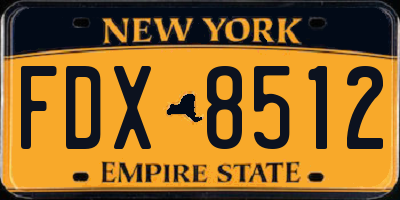 NY license plate FDX8512