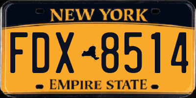 NY license plate FDX8514