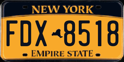 NY license plate FDX8518