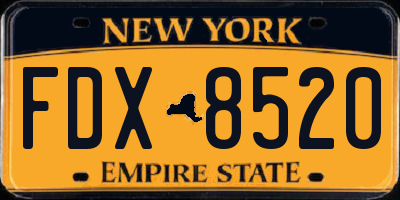 NY license plate FDX8520