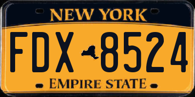 NY license plate FDX8524