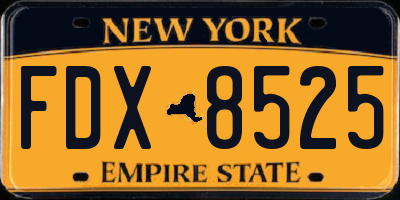 NY license plate FDX8525