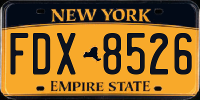 NY license plate FDX8526
