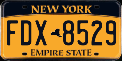NY license plate FDX8529