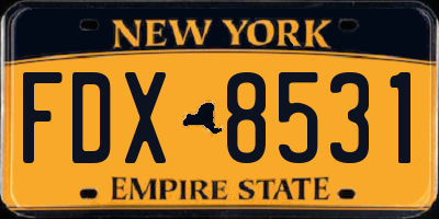NY license plate FDX8531