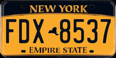 NY license plate FDX8537