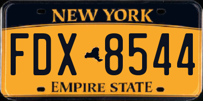 NY license plate FDX8544