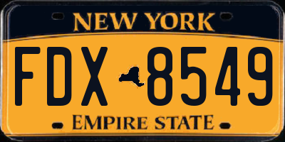 NY license plate FDX8549