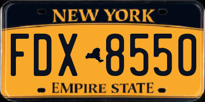 NY license plate FDX8550
