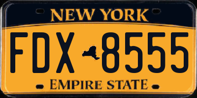 NY license plate FDX8555
