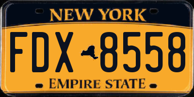 NY license plate FDX8558