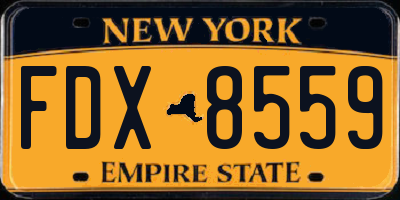 NY license plate FDX8559