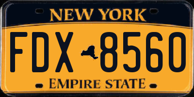 NY license plate FDX8560