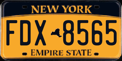 NY license plate FDX8565