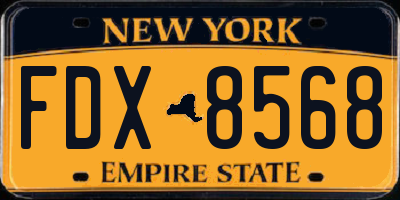NY license plate FDX8568