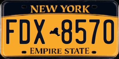NY license plate FDX8570
