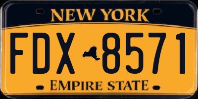 NY license plate FDX8571