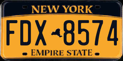 NY license plate FDX8574