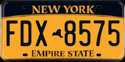 NY license plate FDX8575