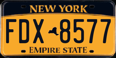 NY license plate FDX8577