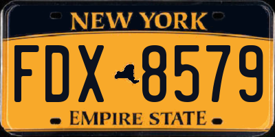 NY license plate FDX8579