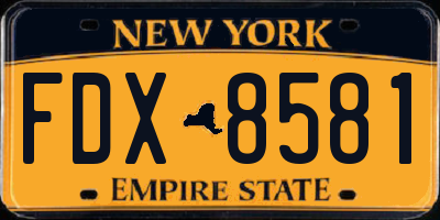 NY license plate FDX8581