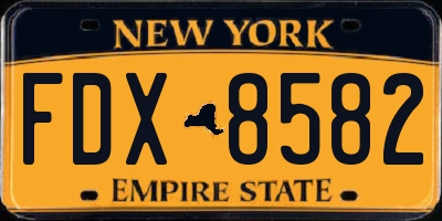 NY license plate FDX8582
